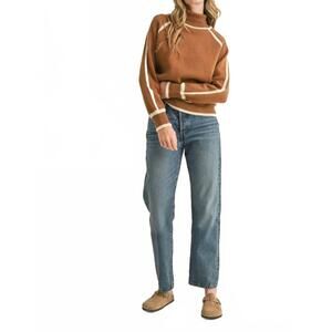 NEW &MERCI turtleneck raglan sleeves sweater in brown/ivory